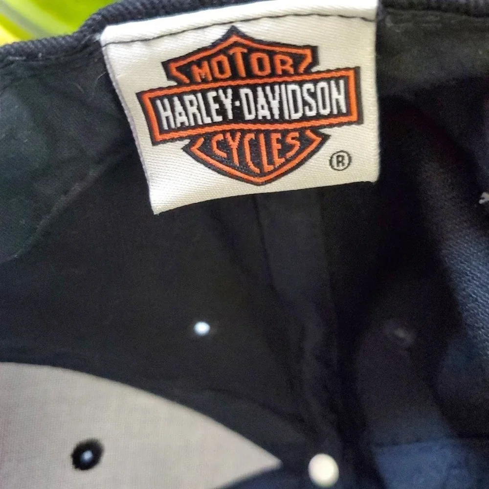 HARLEY-DAVIDSON Black Adjustable Strapback Hat Embroidered Logo & Script